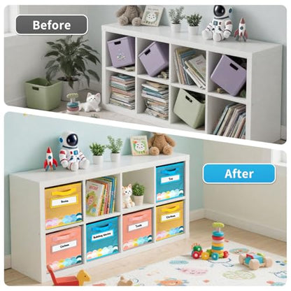 ABCKEY 11 Inch Cube Storage Bins 3 Pack with Handle and Label Window - color: 3PCS