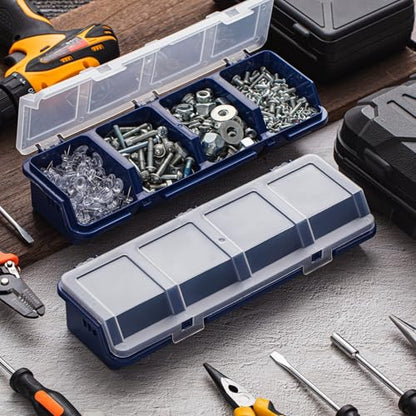 Hushee 4 Pcs Screw Organizer Box with Lid 4 Compartments, Blue - color: Blue