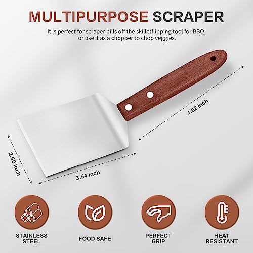 2 Pcs Stainless Steel Brownie Cookie Spatula for Baking with Wooden Handle