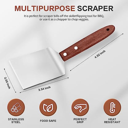 2 Pcs Stainless Steel Brownie Cookie Spatula for Baking with Wooden Handle