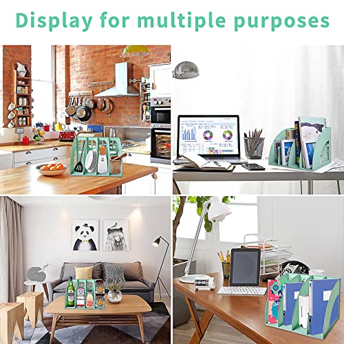 Marte Vanci Magazine File Holder Vertical PP Folder Book Desktop Organizer Plastic Storage Sturdy Vertical 4 Section Folder (Green) - color: Green 4 Section