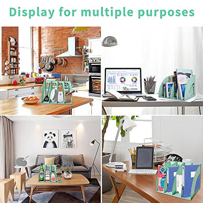 Marte Vanci Magazine File Holder Vertical PP Folder Book Desktop Organizer Plastic Storage Sturdy Vertical 4 Section Folder (Green) - color: Green 4 Section