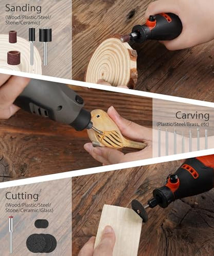 HARDELL 287Pcs Rotary Accessory Kit w/ 1/8" Shanks, for Cutting & Polishing