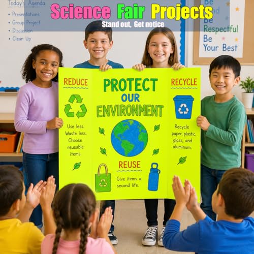 Neon Trifold Poster Board, Standard Size 24 x 36 Inches, Corrugated,3 Pack - size: 24 x 36 Inches