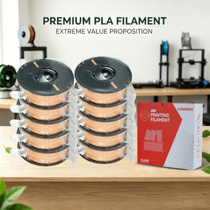 Kingroon PLA 3D Printer Filament,10 Rolls, Dimensional Accuracy +/- 0.03 mm, 10kg Spool(22lbs),1.75 mm,Skin - color: 10*1kg Skin