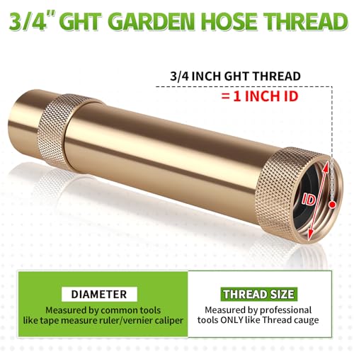 Brass Garden Hose Nozzle, 3/4inch GHT Adjustable Twist Spray Nozzle, 2 Pack