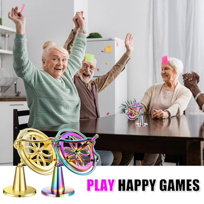 meekoo 2 Pcs Gyroscope Toys, Metal Anti Gravity Top, Gold, Colorful - style: Gold, Colorful