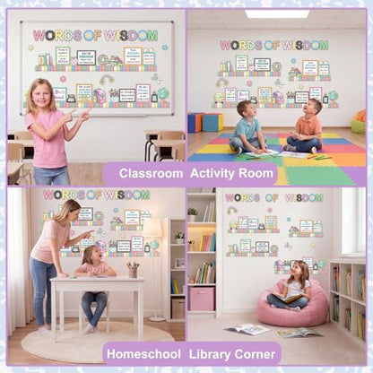 Qilery Words of Wisdom Bulletin Board Set Retro Groovy Classroom Decoration - style: Groovy Words of Wisdom