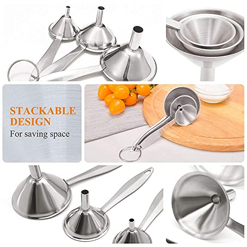 Small Funnels for Filling Bottles Stainless Steel Kitchen Funnels (Long) - size: Long-handled