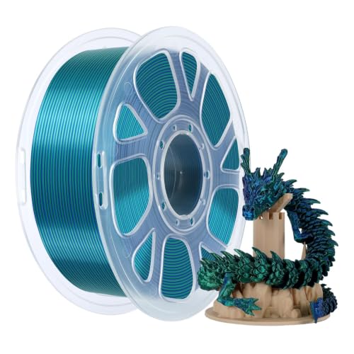 Kingroon Dual Color 1.75 mm Silk Blue Green PLA Filament, Fit Most FDM 3D Printers, Dimensional Accuracy +/- 0.03 mm, 1kg Spool(2.2lbs), 3D Printer Silk PLA Shiny Filament-(Blue Green) - color: Blue Green, size: Silk Dual Color PLA