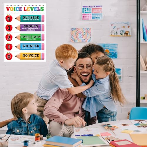 D24TIME 11.2''x 16.5'' Colorful Pencils Voice Level Chart for Classroom - color: Attractive-Pencil