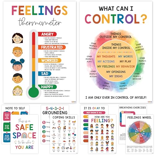 BEAWART Mental Health Posters for Kids, 10 Pack 10x14 Therapy Office Decor - color: 10 Mental Health Posters