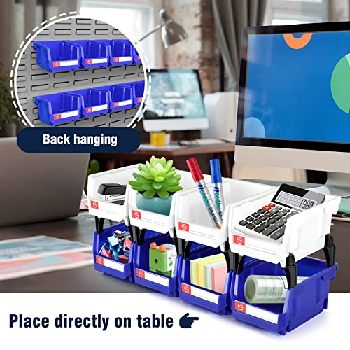 Pe&Hui Storage Organizer Boxes,Wall Mount Storage Parts Rack,Stackable Shop Tool Bins for store Screws,Small Parts,Office Supplies and other Accessories White (6Pack-wh)