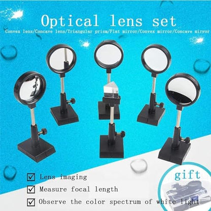 Physics Optics Experiment Kit – Includes Prisms, Lenses & Mirrors for Light Reflection/Refraction Studies, STEM Educational Set