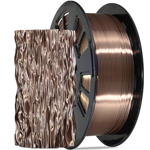 Silk Coffee PLA Satin Shiny 3D Printer Filament, 1.75mm Diameter 1kg Spool 2.2lbs for FDM 3D Printers - color: Coffee