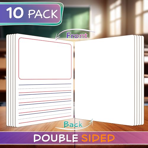 Scribbledo Story Lined Dry Erase Boards 9x12 for Kids Classroom 10 Pack - style: Story Board 10 Pack