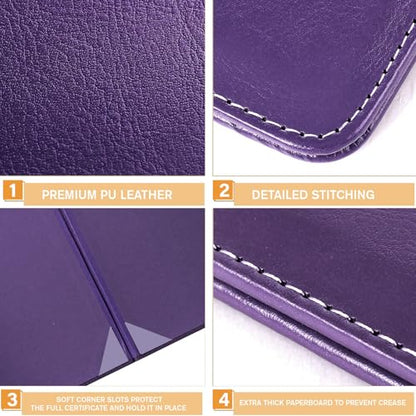 Tenare 10 Pcs Purple PU Leather Certificate Cover Diploma Folder Holder - color: Purple
