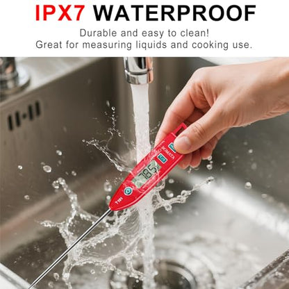 BOMATA Digital Water Thermometer for Liquid, Meat, Cooking, IPX7 Waterproof - color: Red