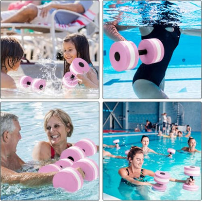 2Pc Water Dumbells Water Aerobic Exercise Foam Dumbbell Pool Resistance Aquatic Dumbbell EVA Yoga Barbell Exercise Fitness Equipment Exercises Equipment for Weight Loss - color: Pink