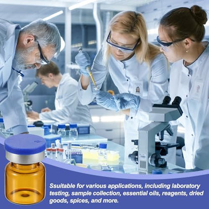 PATIKIL 4ml Sample Vials, 100 Pack Lab Empty Vials with Butyl Rubber Stopper Crimp Top Caps and Labels Borosilicate Glass Vial, Amber - color: Amber, size: 4ml