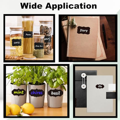 HERDIN Wavy Chalkboard Label Stickers, 120-Pc Set with 7 Markers