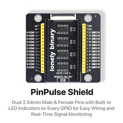 Lonely Binary 3-Pack ESP32 PinPulse Shield GPIO LED for C++ - size: 3-PACK (ESP32 + PinPulse Shield)