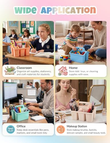6 Pack Classroom Caddy Organizer with Handle, Table Caddy Classroom - color: Morandi