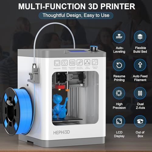 TINA2 3D Printer, HEPHI3D Mini 3D Printers for Beginners Fully Assembled - color: Grey