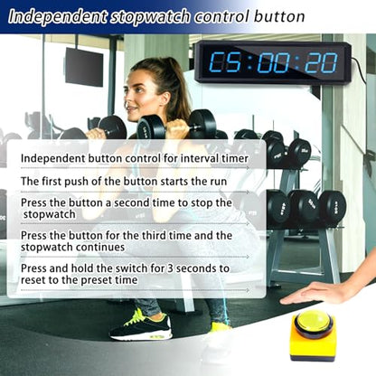 Independent Button Type 1.5-inch Fitness Room Rest Timer, Suitable for Gym Exercise/School/Home Exercise/Boxing Gym/Indoor Rock Climbing (1.5 inch 6-Digit Blue)