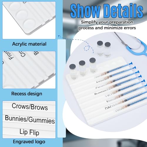 Chunful 2 Pcs Aesthetics Syringe Tray 8 Slots, Vial Holder, White - color: white
