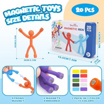 20Pcs Magnetic Travel Toys with Metal Box, Magnets Men for Kids Fidget Toys - size: 20Pcs Solids