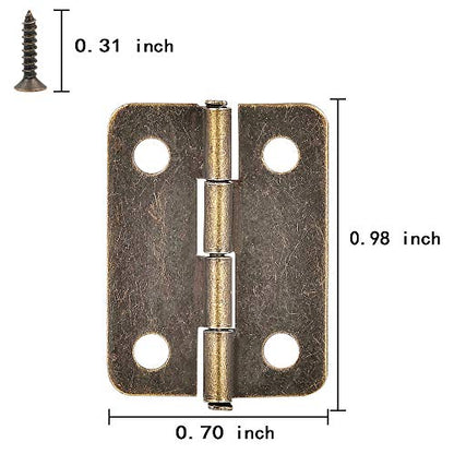 60Pcs Mini Antique Bronze Hinges for Jewelry Box Bird House Handmade Crafts - color: Bronze