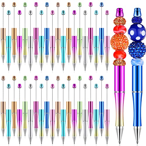 Crtiin 50 Pack Beadable Pens, Ballpoint Pens, School Supplies, Multicolor - color: Multicolor