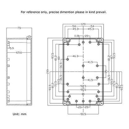 Waterproof Electronic ABS Plastic Junction Project Box Enclosure 200mm by 120mm by 75mm (White) - color: White, size: 7.87"x4.72"x2.95"