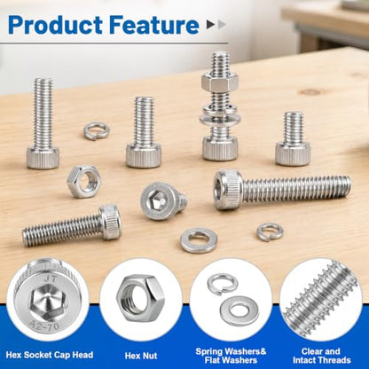380PCS M5 Hex Socket Bolts Assortment Kit, M5x6/8/10/12/16/20/25/30 mm - size: SS M5 380PCS