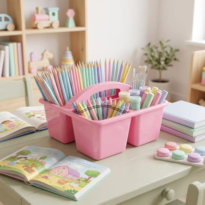 Kathfly 4 Pack Classroom Caddy Organizer with Handle Bulk, Pink - color: Pink