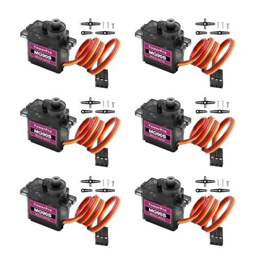 MG90S Micro Servo Motor Kit AYWHP 6 Pcs MG90S Servo Metal Gear Micro Servo for RC Helicopter/Car/Boat Micro Plane Mini Servos for Arduino Project(Servo Control Angle 0-180°) - size: 6