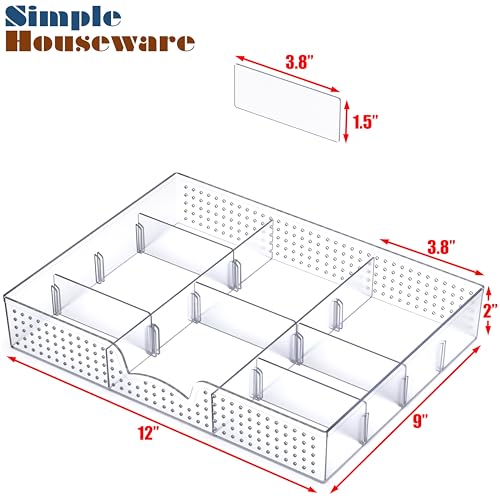 Simple Houseware Drawer Organizer Tray, 9 Adjustable Compartments, Clear - color: Clear, size: 1 Pack