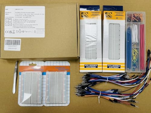 Breadboard Jumper Wire Kit:2X830&400 Breadboards,130 Flexible+280 Jumpers,1 Tweezer for Arduino Raspberry Pi - size: 2PACK