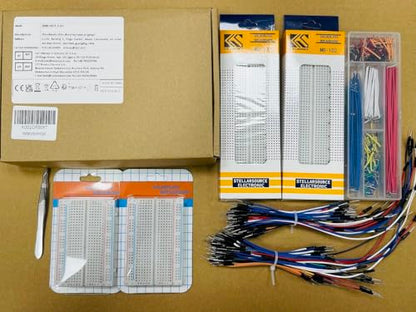 Breadboard Jumper Wire Kit:2X830&400 Breadboards,130 Flexible+280 Jumpers,1 Tweezer for Arduino Raspberry Pi - size: 2PACK