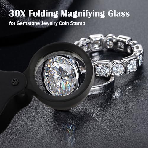 Rongon 30X 26MM Pocket Jewelers Loupe Folding Magnifying Glass (Black) - color: Black