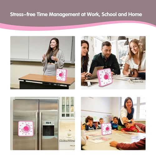 TWENTY5 SEVEN 7.5-Inch Visual Timer, Battery-Free 60-Minute Countdown Clock - color: Pink Donut