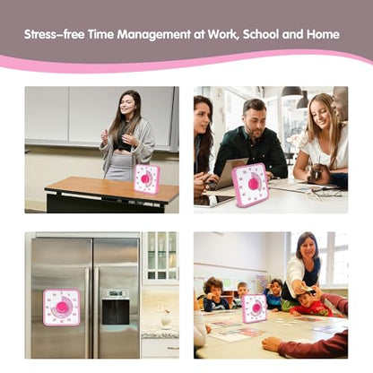 TWENTY5 SEVEN 7.5-Inch Visual Timer, Battery-Free 60-Minute Countdown Clock - color: Pink Donut
