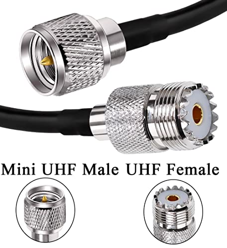 TUOLNK Mini UHF Male to UHF Female Extension Cable Mini Male Plug to SO239 PL259 Female Jack Coax Jumper Cable RG58 for CB Radio Antennas 12inch(30cm) 2Pcs - size: 0.98ft-2pcs