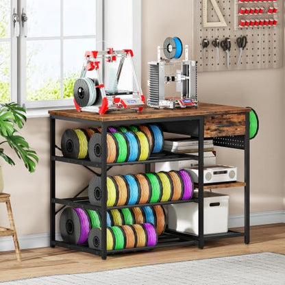 CHOEZON 3D Printer Stand with Storage, 3-Tier Heavy Duty 3D Printer Table - color: Rustic Brown