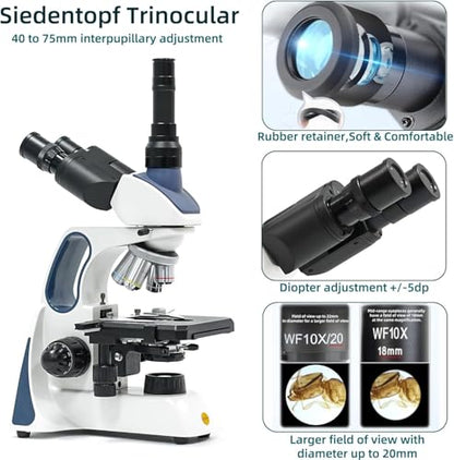 SWIFT SW400 Trinocular Compound Microscope 40X-2500X Infinity Optical - color: SW400T