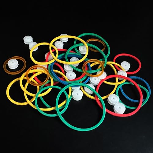 30PCS 2mm Hole Plastic Pulley Wheel Belt Pulley Drive Pulley with Rubber Band Transmission Belt Pulley Belt for DIY Model Toy RC Car Truck Robot Airplane Parts (White 9.3mm Diameter, 2mm Hole) - style: White 9.3mm diameter