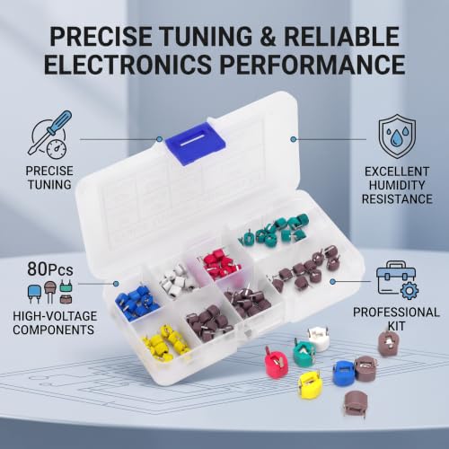 Trimmer Capacitor Kit 80pcs 6mm Adjustable Capacitance Set