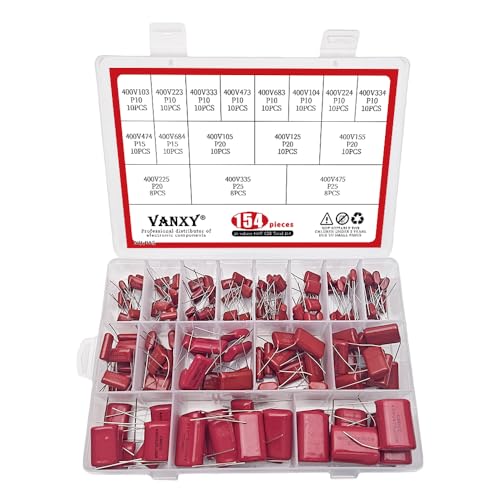 400V CBB Capacitor 154Pcs 10nF-4.7uF Film Metallized Capacitors Kits
