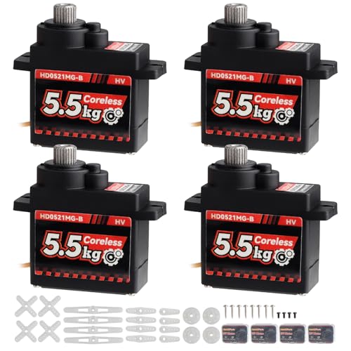 HobbyPark 9G Micro Servo Coreless Motor Metal Geared Mini Servos for RC Airplane, Glider, Robotics, Arduino Projects, RC Cars, 5.5kg High Torque Digital (4)